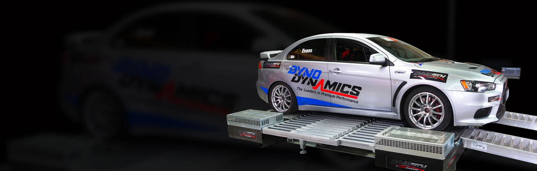 Mitsubishi Lancer Evolution on a dynamometer